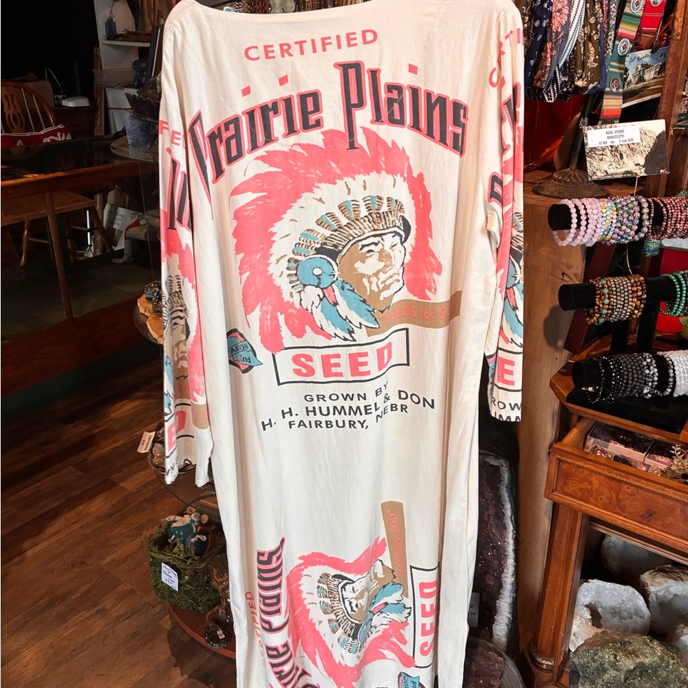 Prairie Plains Graphic Tee Dress in Cream & Coral - Picture 4 of 5